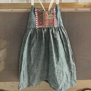 Brass Razoo 2t olive green denim Aztec dress euc